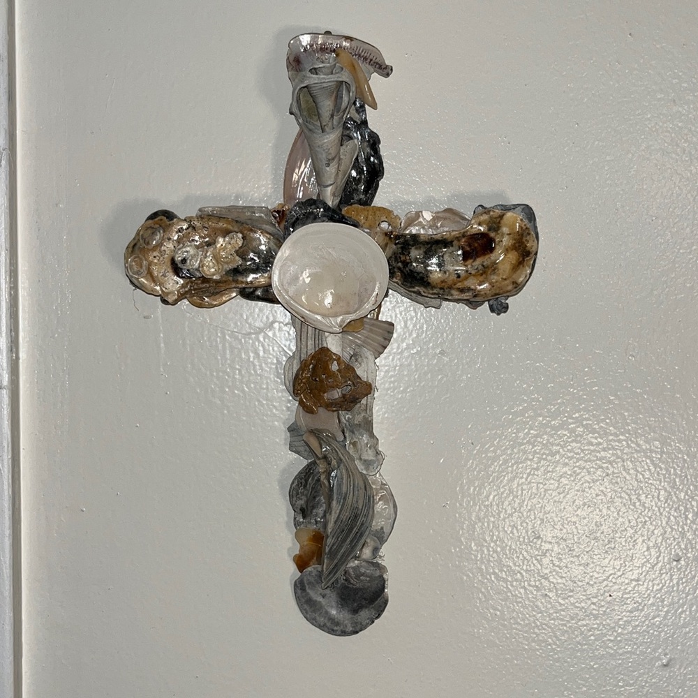 Multi Seashell Wall Cross Decor